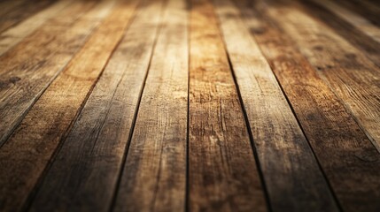 Wall Mural - Wooden floor with a grainy texture. The floor is empty and has no furniture or objects on it