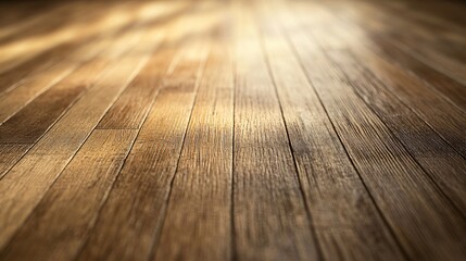 Wall Mural - Wooden floor with a grainy texture. The floor is empty and has no furniture. The floor is made of wood and has a natural look