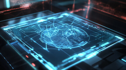 Wall Mural - hologram data visualization. data visualization of polygons, triangles of points and lines. data vis
