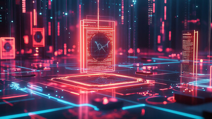 Wall Mural - hologram data visualization. data visualization of polygons, triangles of points and lines. data vis