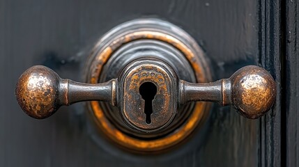 Sticker - Antique bronze door handle with keyhole.