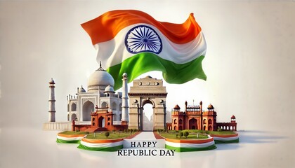 Wall Mural - 26 january happy india republic day 