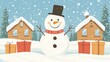 © bastian - Happy snowman winter village snow greeting card