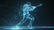 © Nari - Baseball hologram. Holographic projection of a baseball player. Flickering energy flux of particles. Scientific baseball design