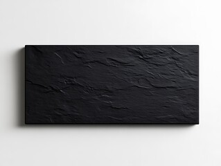 Horizontal matte black canvas banner mockup with natural texture on white