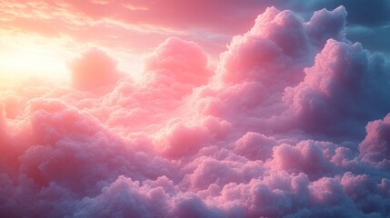 Wall Mural - A beautiful pink sky with fluffy clouds