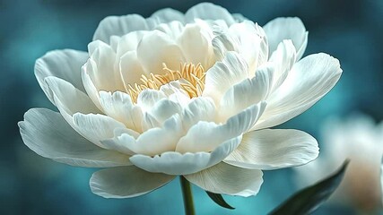 Poster - A stunning white flower unfolds its petals gracefully, revealing a delicate center.