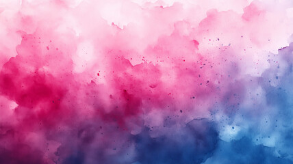 Poster - A watercolor painting of a pink, blue, and purple sky with a white cloud. The colors are vibrant and the brushstrokes are visible, giving the painting a sense of movement and energy