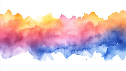 Poster - A colorful watercolor painting of a rainbow with a white background. The painting is full of vibrant colors and has a dreamy, whimsical feel to it