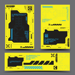 Wall Mural - cyberpunk y2k 2000s gaming futuristic icon pattern set collection banner poster template hud brandin