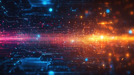 An abstract technology background featuring a vibrant array of colored optical fibers, creating a visually captivating image that symbolizes seamless transfer and communication of data, Hd image
