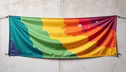 Aufkleber - Close-up of mesh banner mockup showcasing fabric texture and vibrant design, hung on neutral unobtrusive surface
