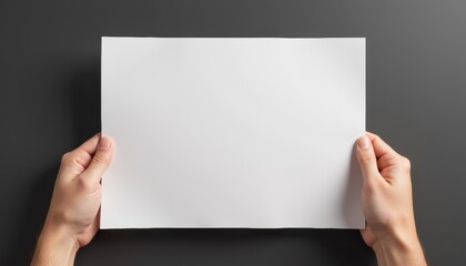 Aufkleber - Realistic A4 paper mockup held in hands with soft lighting, texture details, natural positioning, close-up shot