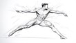 © PPS - Dynamic sketch of a male ballet dancer in motion, showcasing muscular physique and graceful pose.