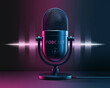 © ahmed elmaslamani - Modern Podcast Microphone with Neon Sound Waves