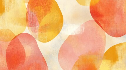 Poster - Pencil strokes create abstract design with vibrant coral hues and soft textures