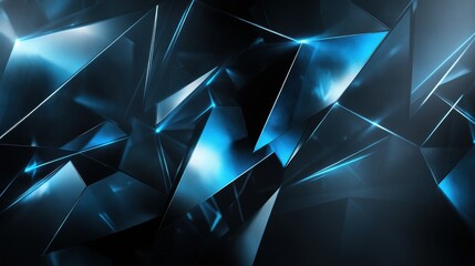 Poster - Luminous abstract background with glowing blue and black facets creating an intriguing visual experience