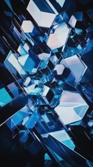 Aufkleber - High-tech abstract composition showcasing reflective shapes and dynamic blue hues in a futuristic style