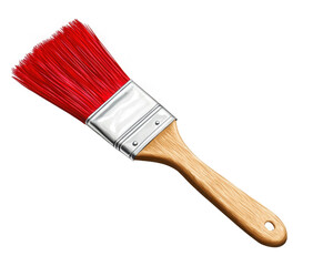 Red paint brush isolated on transparent background 
