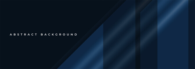 Poster - Dark blue modern abstract wide banner background with geometric shapes. Blue vector illustration