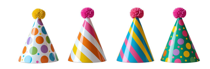 colorful party caps with festive designs, ideal for decorating birthday celebrations, kids' parties, and creating joyful moments with vibrant decorations	