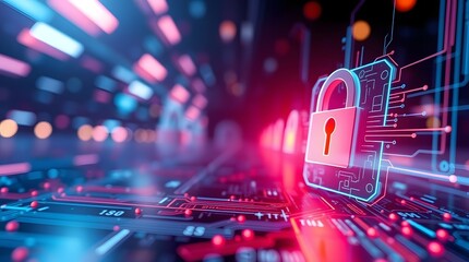 Futuristic binary circuit cyber security background