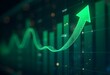 © crispy - Green arrow pointing upward on financial graph. Business growth chart with rising trend line. Digital stock market data visualization for investment analysis