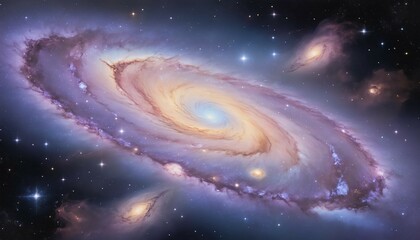 Wall Mural - Pastel galaxy with soft lilac and buttercup hues blending into a vast cosmic void