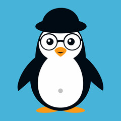 Canvas Print - Penguin with hat and glasses