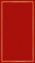 golden asian chinese new year celebration frame background, abstract red japanese cloud wave art pat