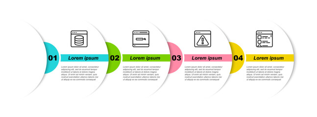 Wall Mural - set line server, data, web hosting, search engine, browser with exclamation mark and files. business