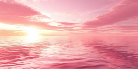 Wall Mural - Pink sunset over calm ocean, peaceful scene