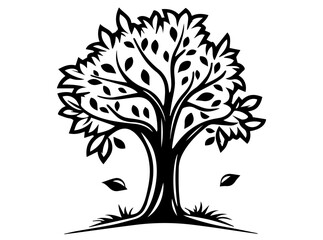 Wall Mural - modern black and white vector design of a bold and elegant tree