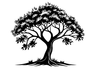 Wall Mural - modern black and white vector design of a bold and elegant tree