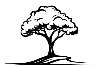 Wall Mural - vector illustration of a stylized tree with a bold black and white canopy