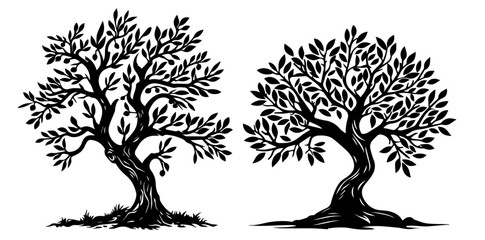 Wall Mural - creative tree illustrations in black and white showcasing natural forms