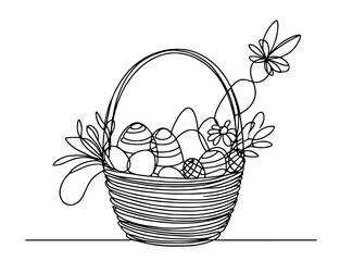 Wall Mural - detailed artistic design of a basket with eggs and floral decorations