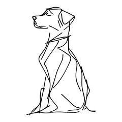 Wall Mural - hand-drawn linear illustration of a dog sitting gracefully