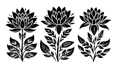 Wall Mural - vector illustration of decorative floral designs in bold black and white style