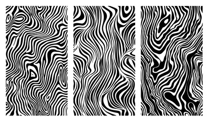 Wall Mural - abstract black and white wave patterns with dynamic optical effect