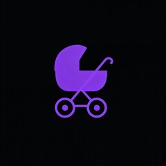 solid purple closed top baby stroller icon on black background