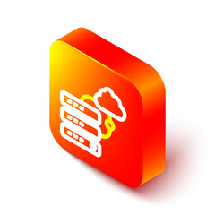 Wall Mural - isometric line network cloud connection icon isolated on white background. social technology. cloud 