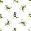 © Vadim - Line Man with a headset icon isolated seamless pattern on white background. Support operator in touch. Concept for call center, client support service. Vector