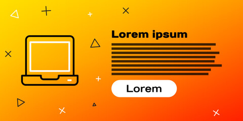 Wall Mural - line laptop icon isolated on yellow background. computer notebook with empty screen sign. colorful o