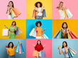 © Prostock-studio - This vibrant collage showcases diverse individuals joyfully participating in Black Friday sales. Each person holds colorful shopping bags, celebrating fantastic discounts.