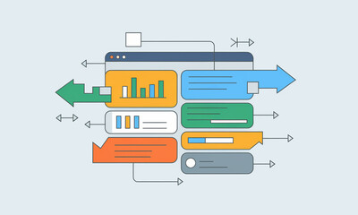 Project management workflow with key data points. Project Development