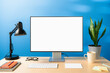 © DZ FILM/Stocksy - A computer with white screen on the table