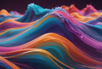 Wall Mural - Fluid, swirling, vibrant colors create dynamic abstract wave patterns , digital, motion, illustration