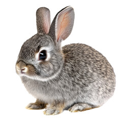 Wall Mural - Gray rabbit sitting quietly on a white surface