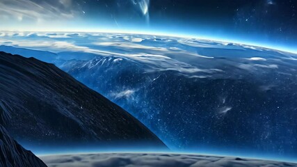 Wall Mural - stunning view of the moon and stars above earth in a deep blue sky at night, a blue sky with the moo